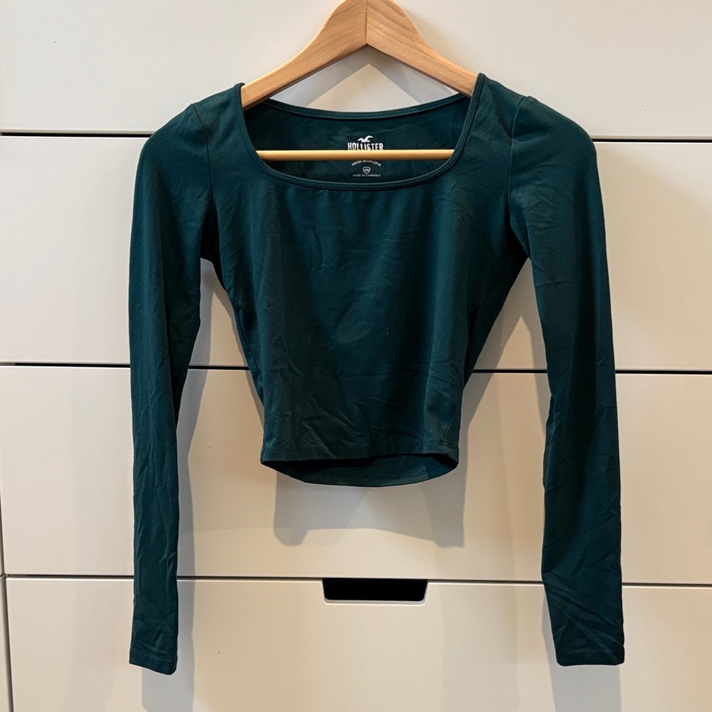 Hollister Teal Long Sleeve Crop Top